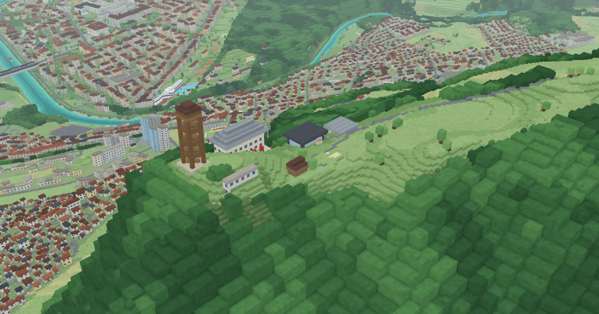 Gurten in MUTZ City: Ansicht der Voxel-Stadt Bern