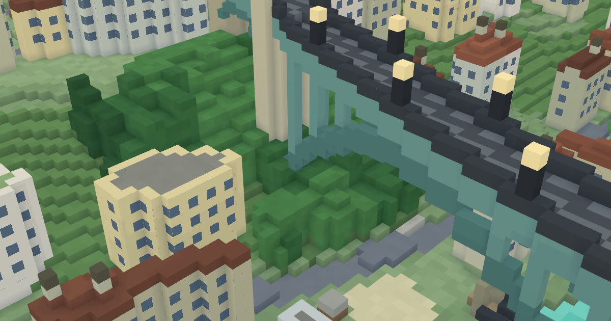 Kornhausbrücke in MUTZ City: Ansicht der Voxel-Stadt Bern