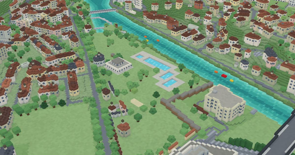 Marzili in MUTZ City: Ansicht der Voxel-Stadt Bern