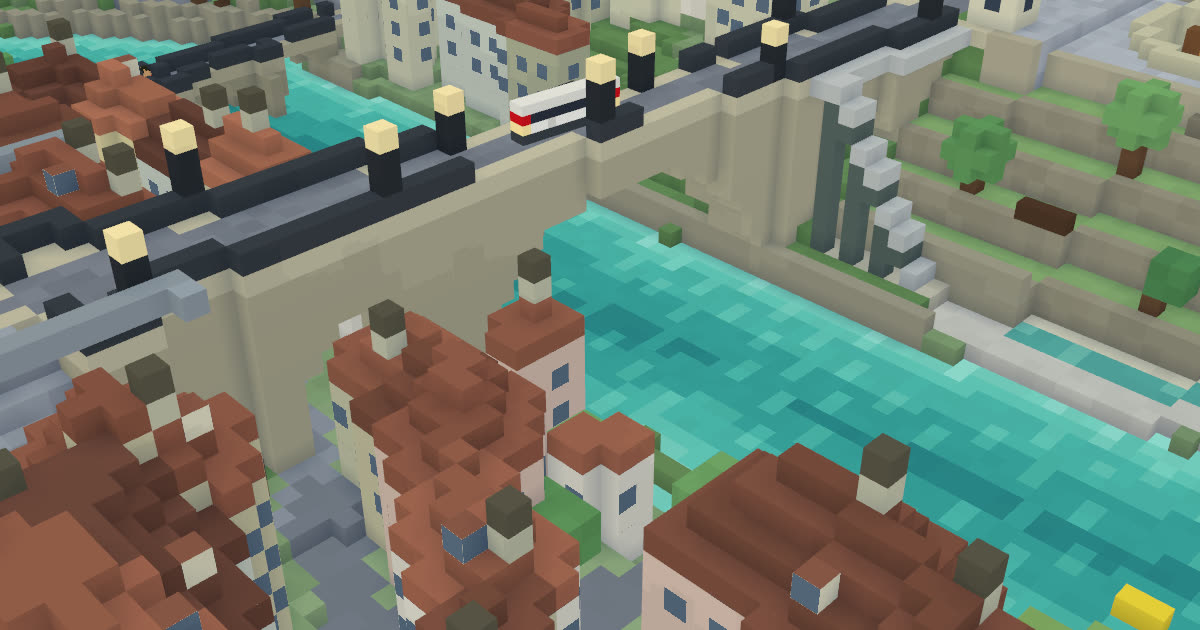 Nydeggbrücke in MUTZ City: Ansicht der Voxel-Stadt Bern