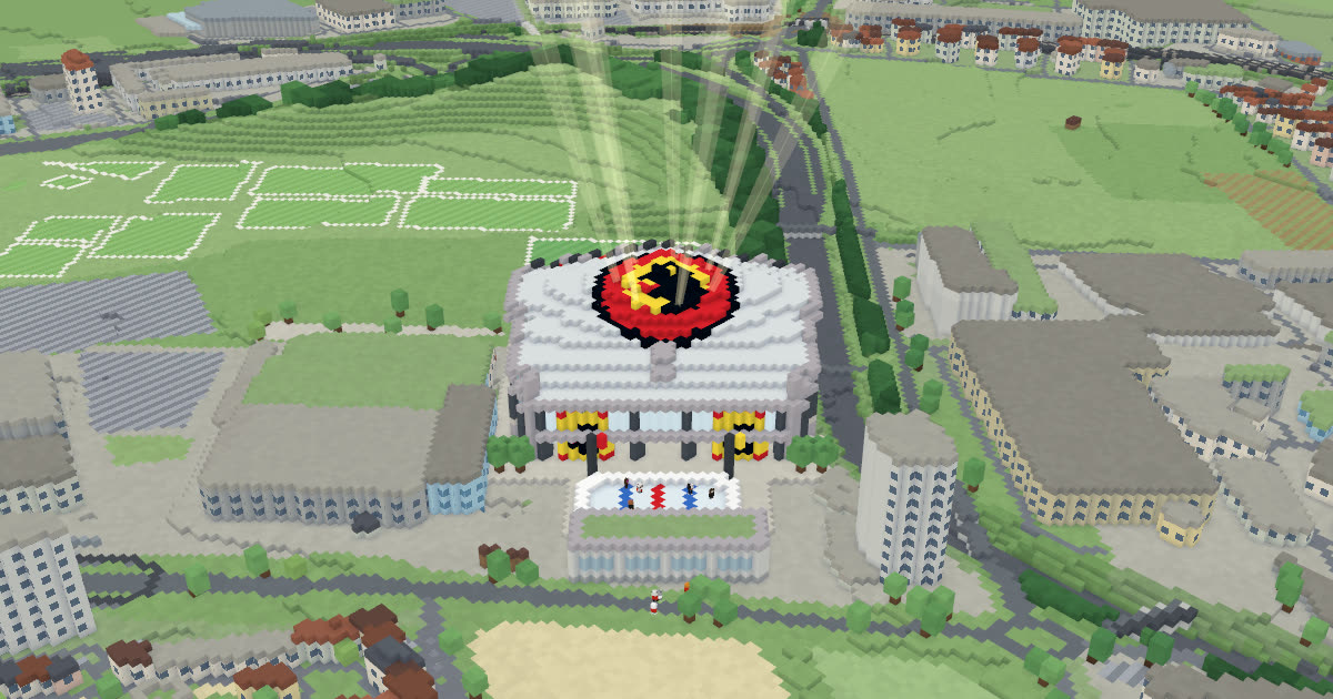 PostFinance Arena in MUTZ City: Ansicht der Voxel-Stadt Bern